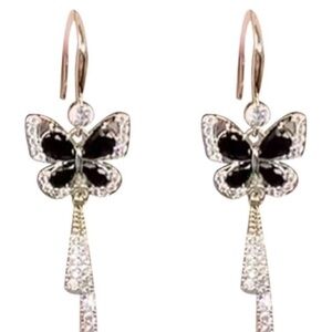 Butterfly Cubic Zirconia Dangle Earrings - New